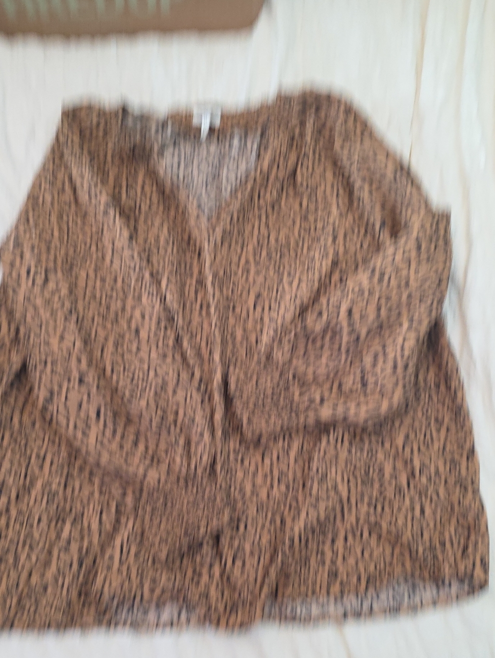 Maurice Brown Animal-Print V-Neck Women's Blouse XL